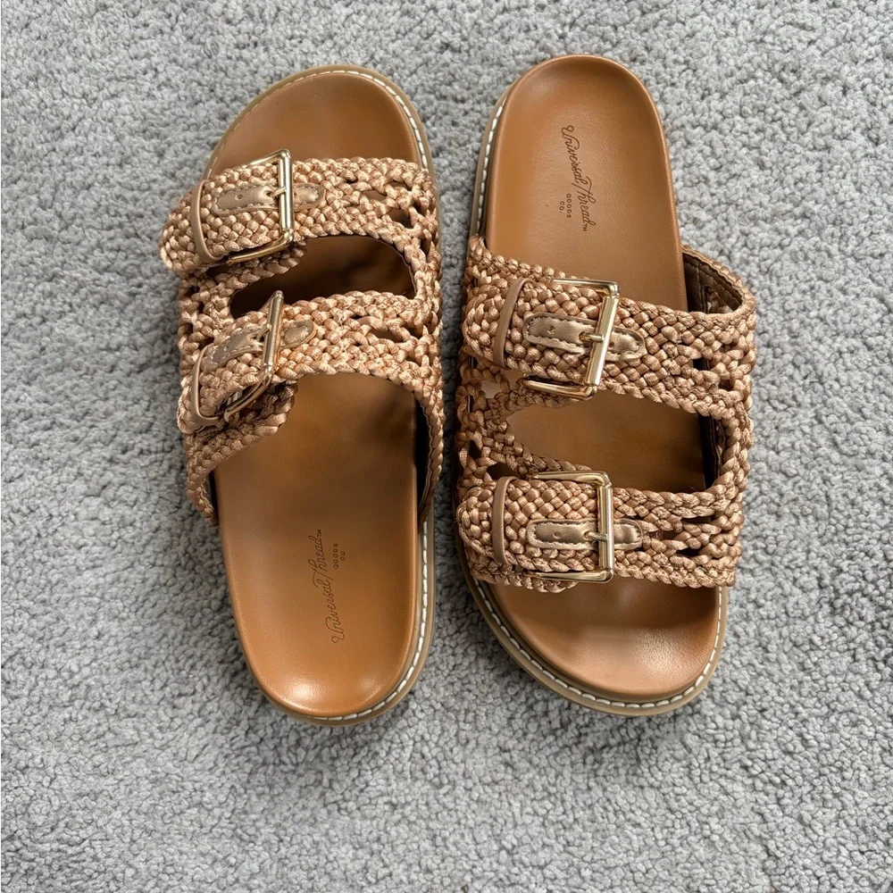 Universal Thread Braided Buckle Slide Sandals in Tan - Picture 2 of 4